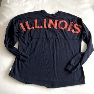 Henley style u of Illinois long sleeve tshirt size small Blue and orange